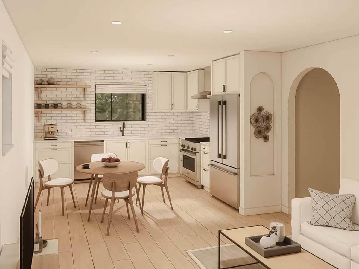 Notice the Open Shelving in This Chic Kitchen-Dining Space