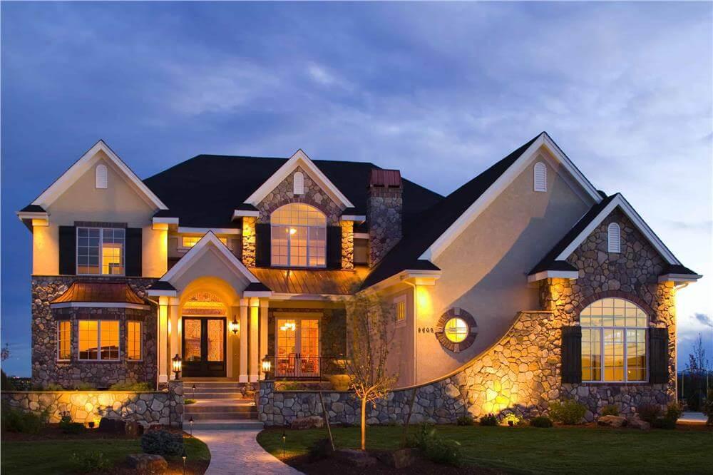 Stunning Stone Facade with Elegant Curved Windows