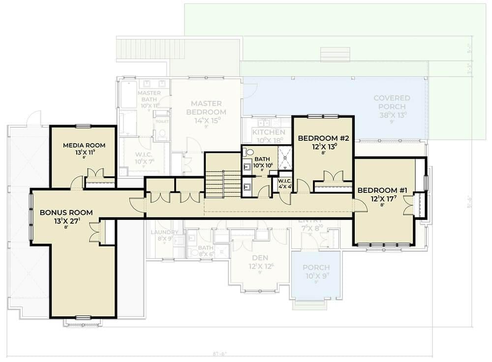 Functional Upper Floor Plan with Bonus and Media Rooms
