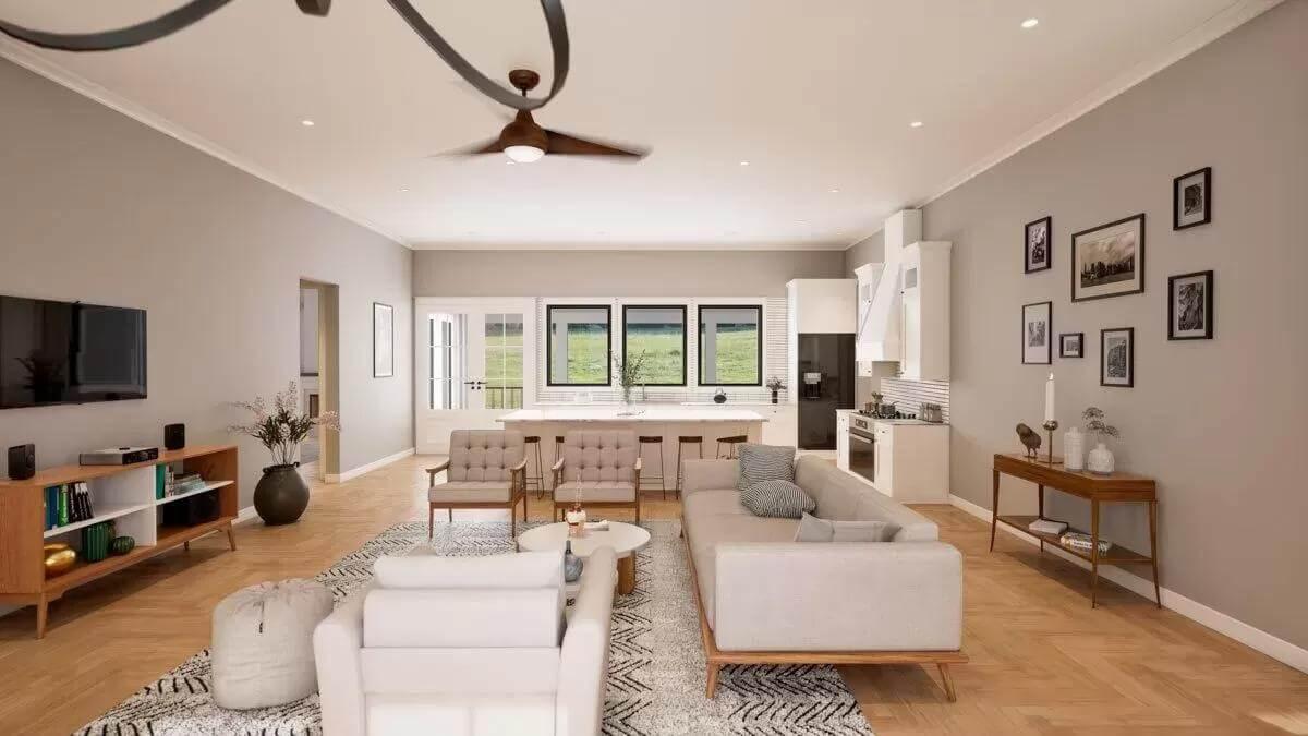 Mid-Century Modern Vibes in an Open Living Area