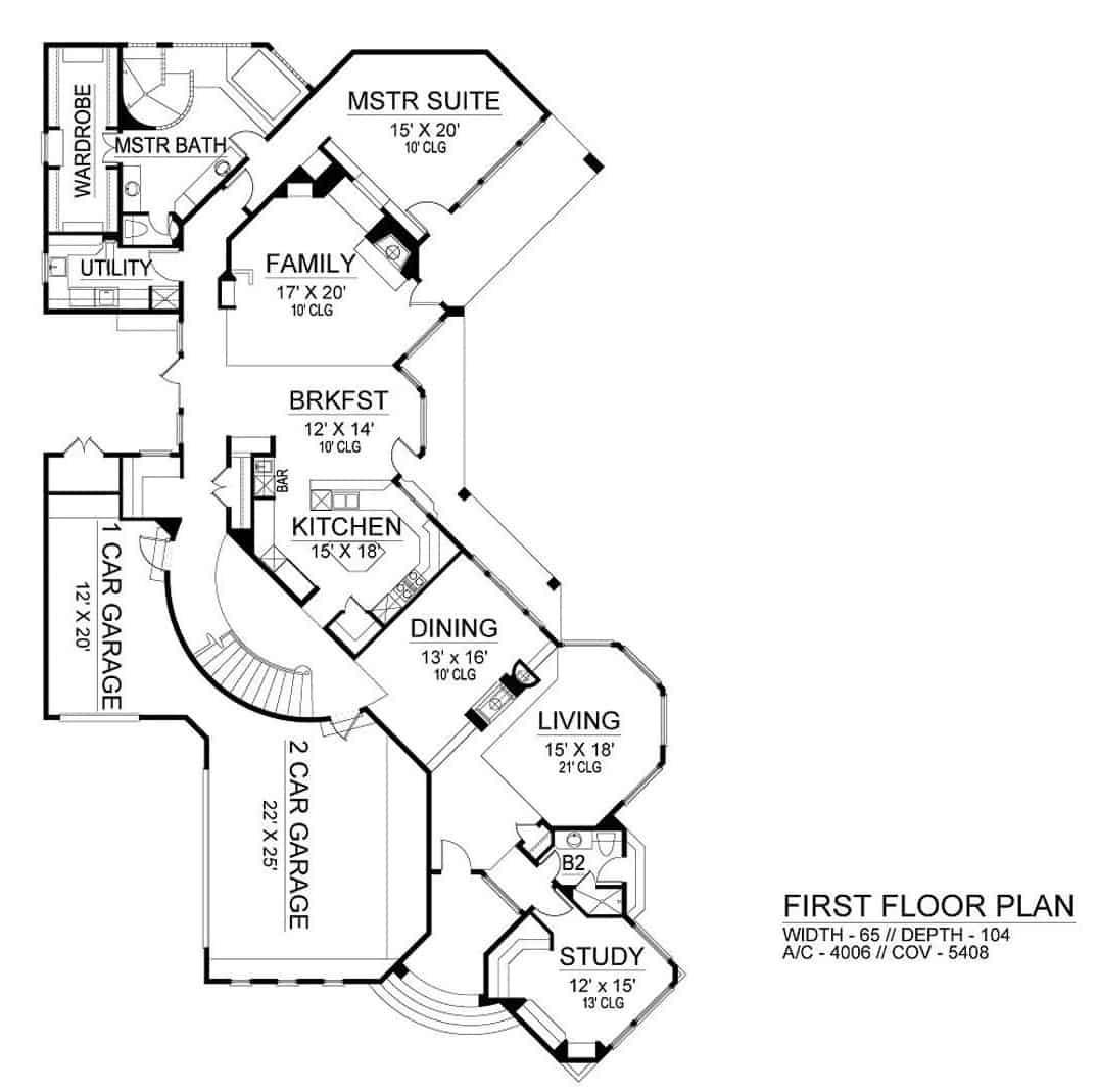 Explore This Expansive First Floor with a Curved Staircase