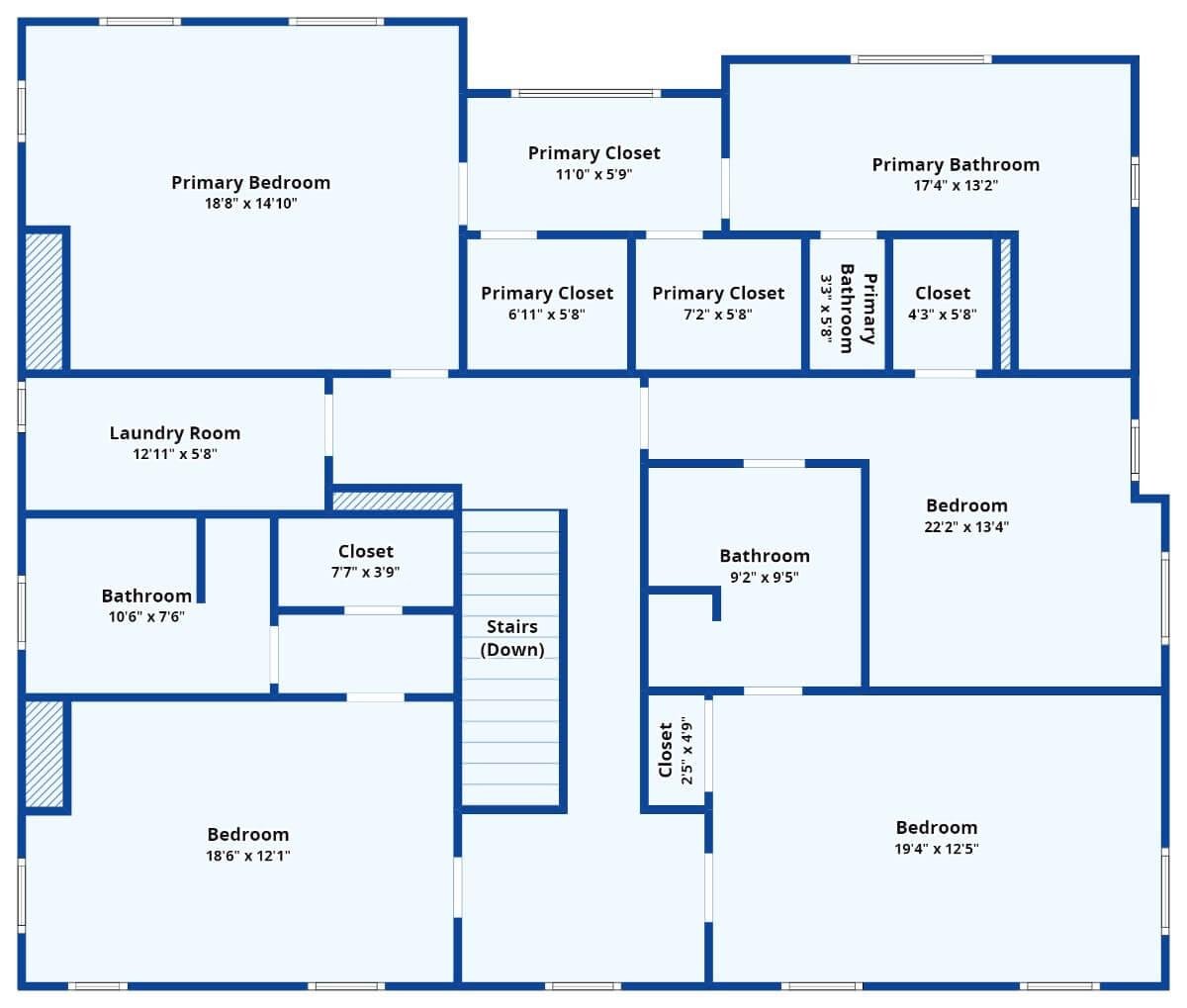 A Well-Planned Upper Floor with Four Bedrooms and Ample Closets