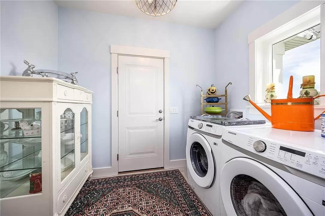 Notice the Vintage Cabinet in This Cheerful Laundry Room