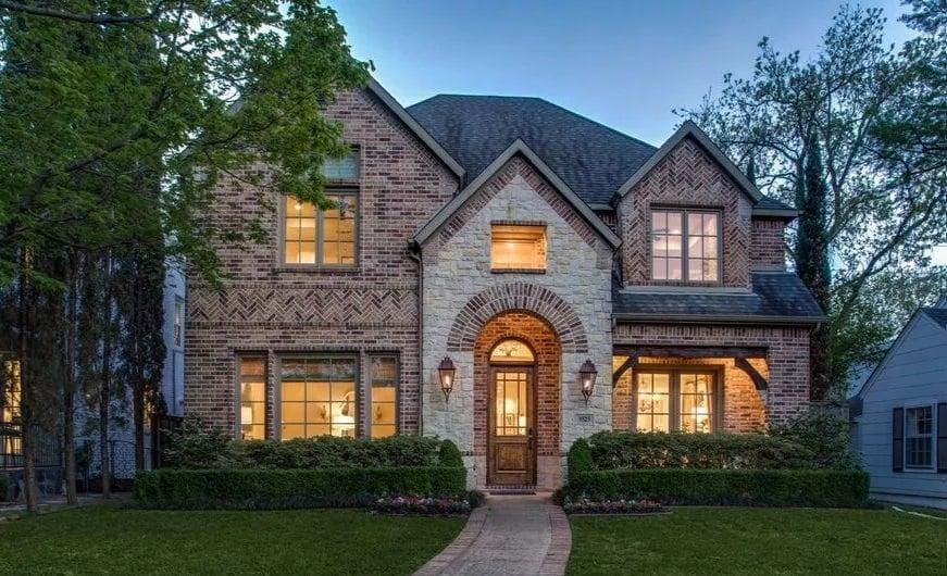 Classic Brick Facade with Intricate Stonework Detailing