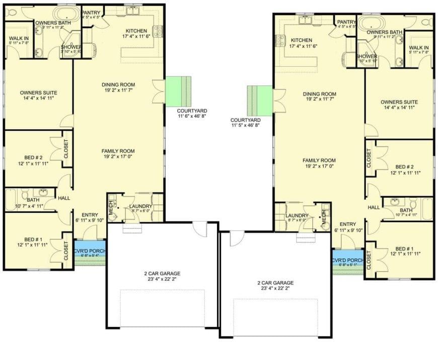 Dual Family Layout with Spacious Courtyards