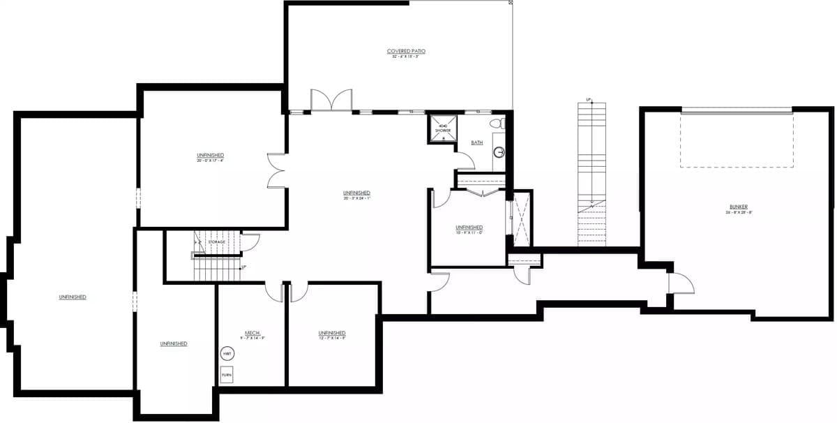Check Out This Basement Floor Plan with Ample Unfinished Space Perfect for Customization