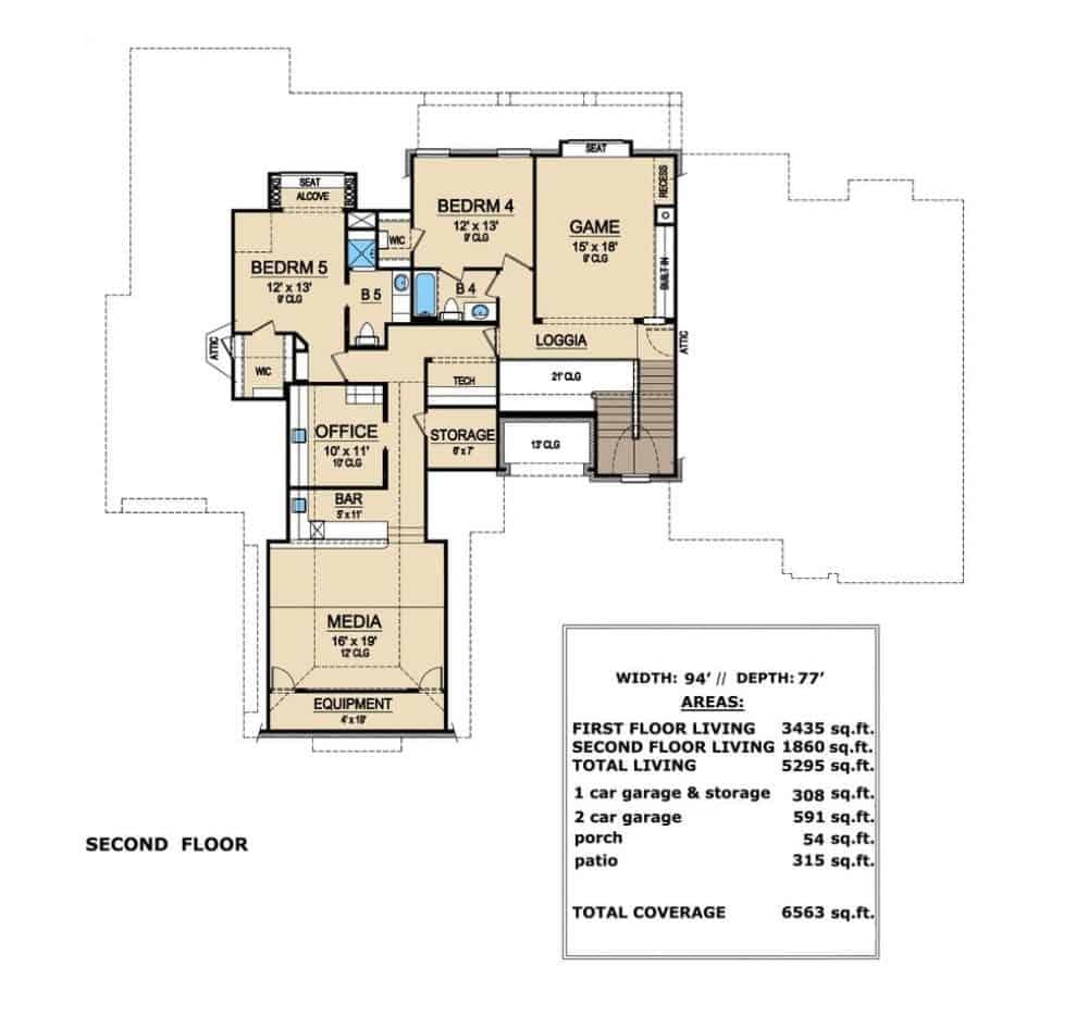 Explore the Versatile Second Floor with Media Room and Game Space