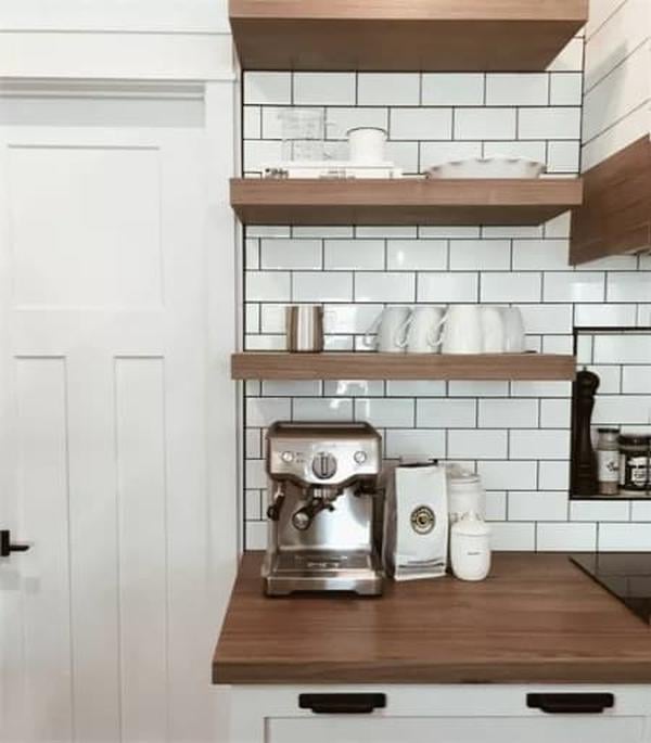 Open Shelving in the Kitchen - Look at the Coffee Station Setup