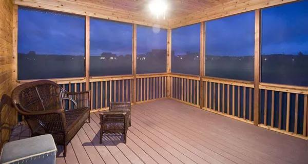 Craftsman Screened Porch with Evening Views and Wood Details