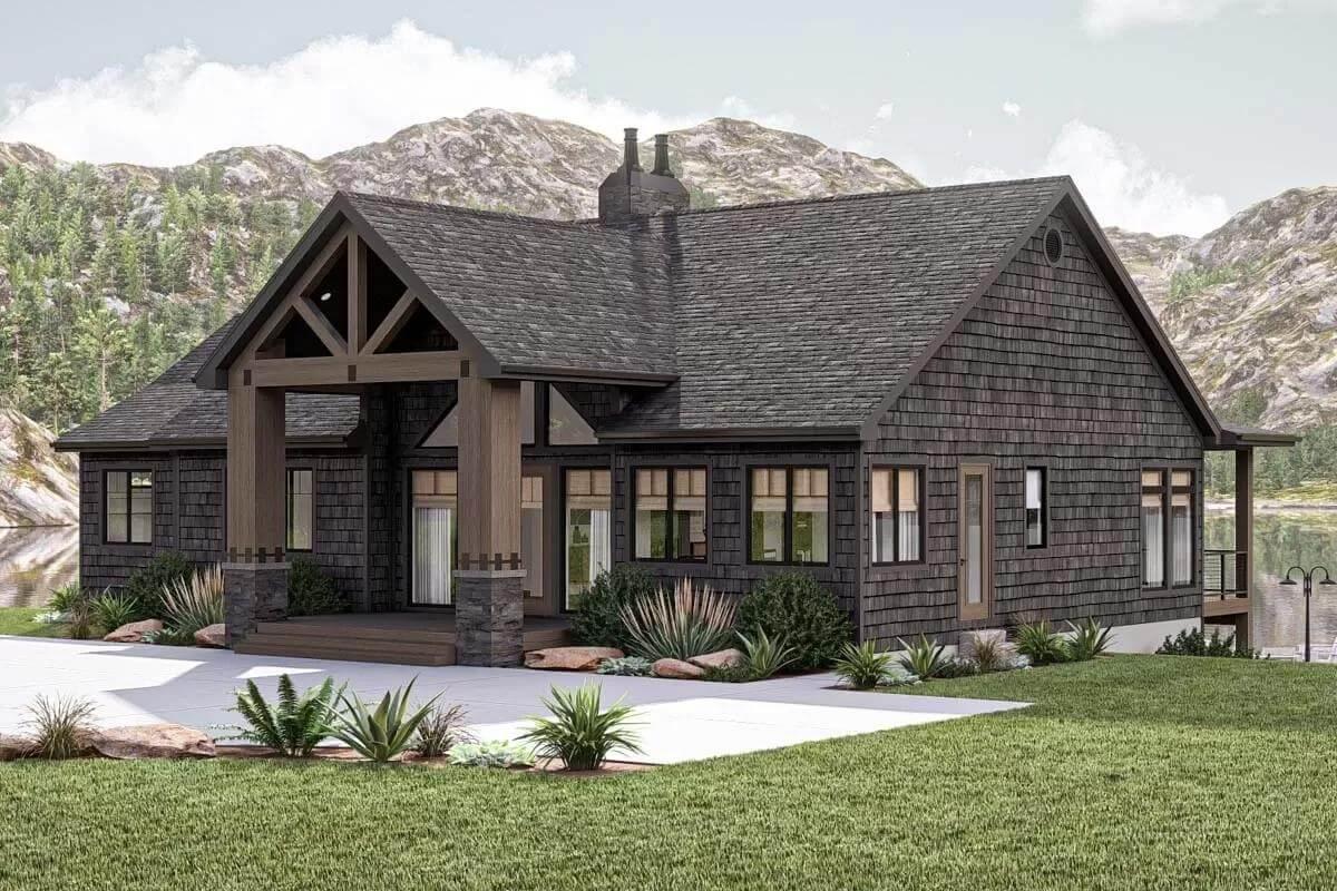 Craftsman Charm with a Gabled Porch and Stone Accents