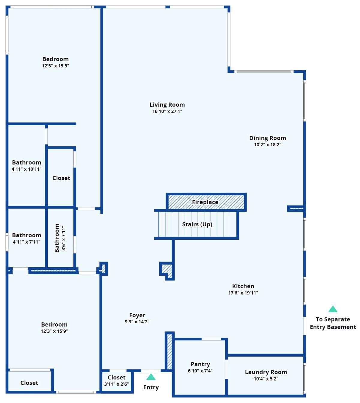Explore This Main Floor Layout With a Central Fireplace