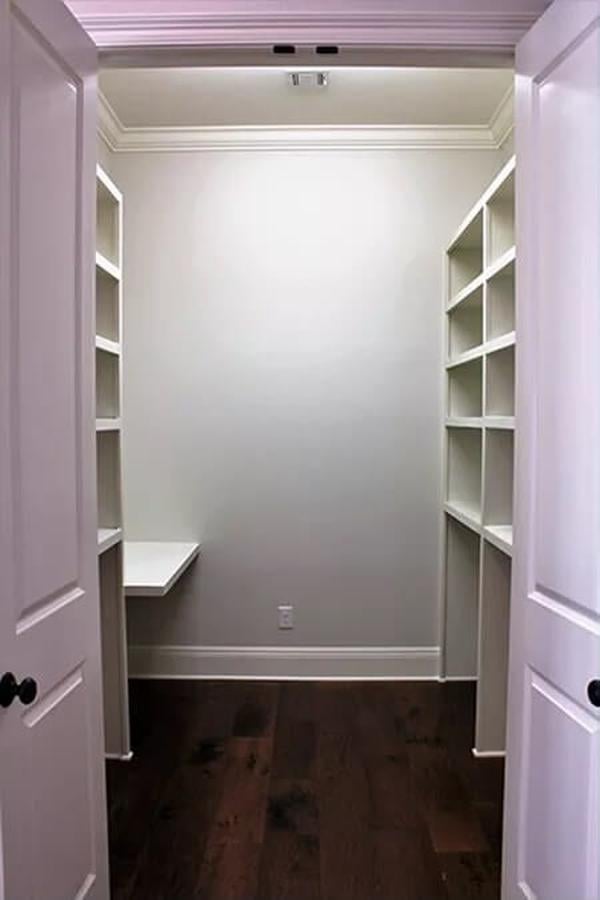 Streamlined Walk-In Closet with Clever Built-In Shelves