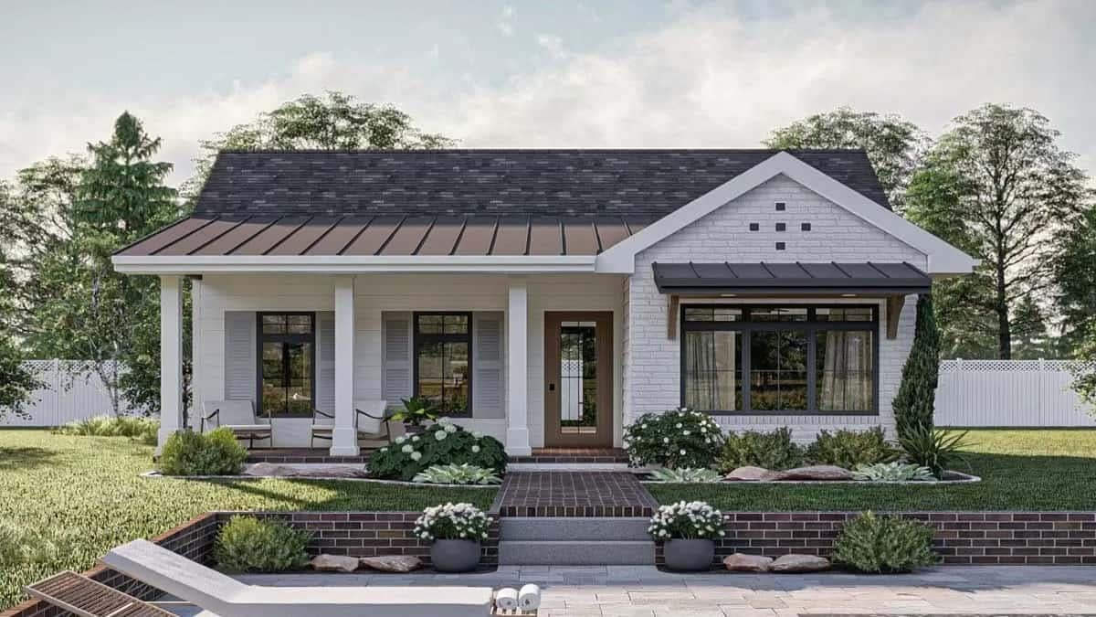 Charming Front Porch with Classic Brick Detailing