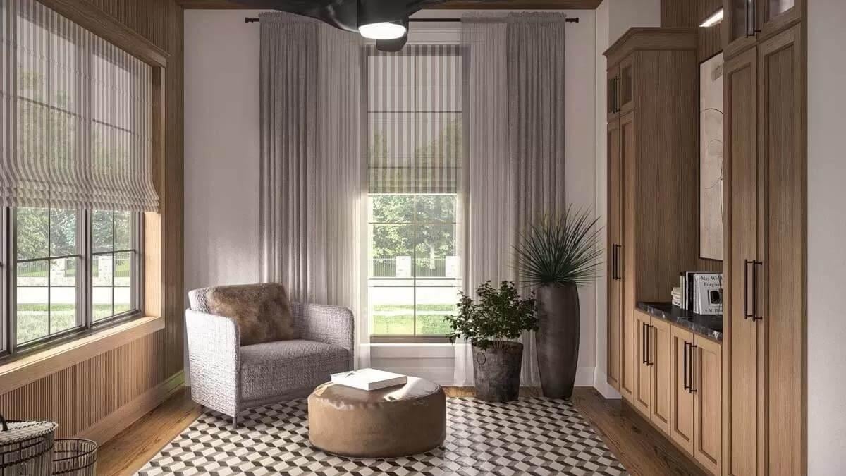 Check Out the Sleek Built-In Storage in This Relaxing Corner Retreat