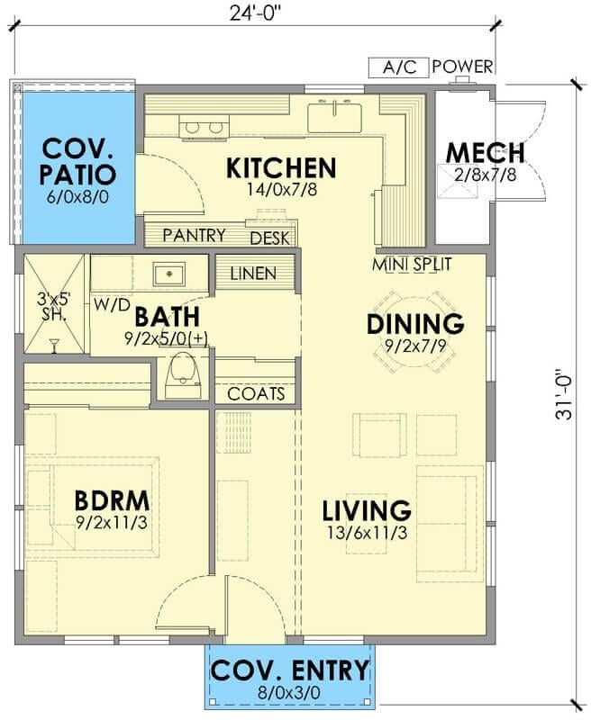 Compact Living: A Cleverly Designed One-Bedroom Layout