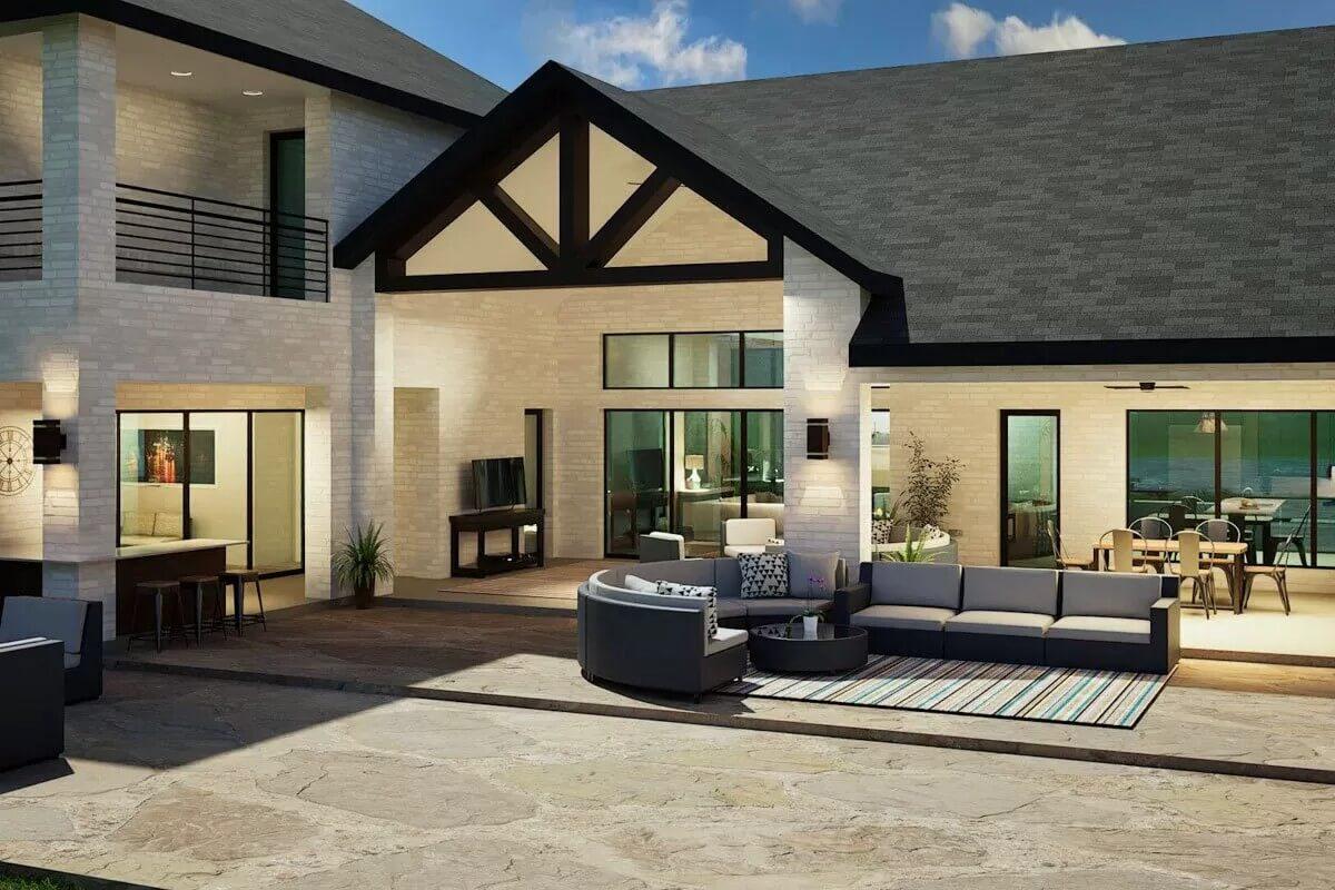 Outdoor Living Area with Striking Geometric Architecture