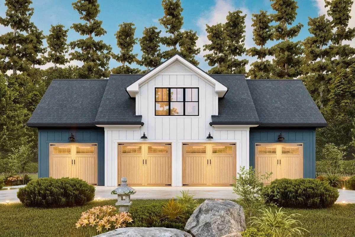 Spot the Bold Contrasts in This Craftsman Garage Design