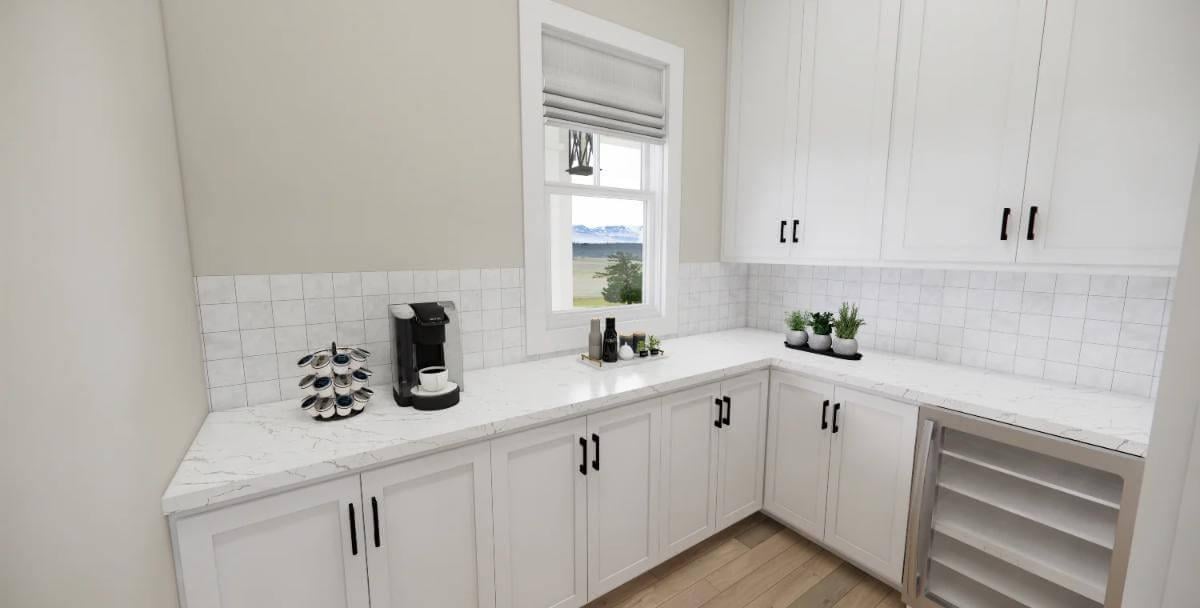 Check Out the Organized Coffee Nook in This Minimalist Pantry