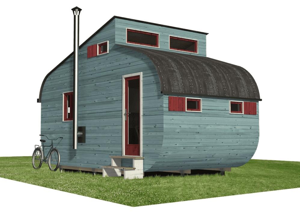 Quirky Tiny House with a Unique Curved Roof Design