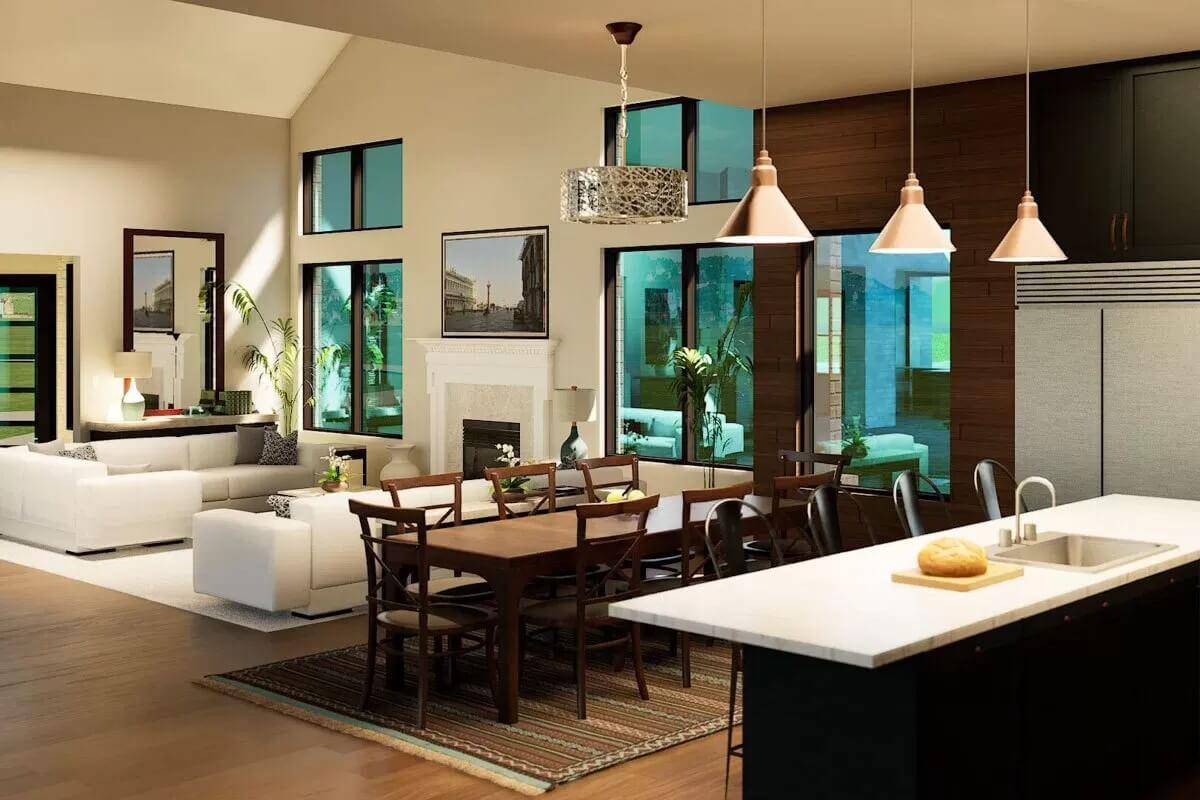 Notice the Harmonious Blend of Living and Dining in This Open-Concept Area