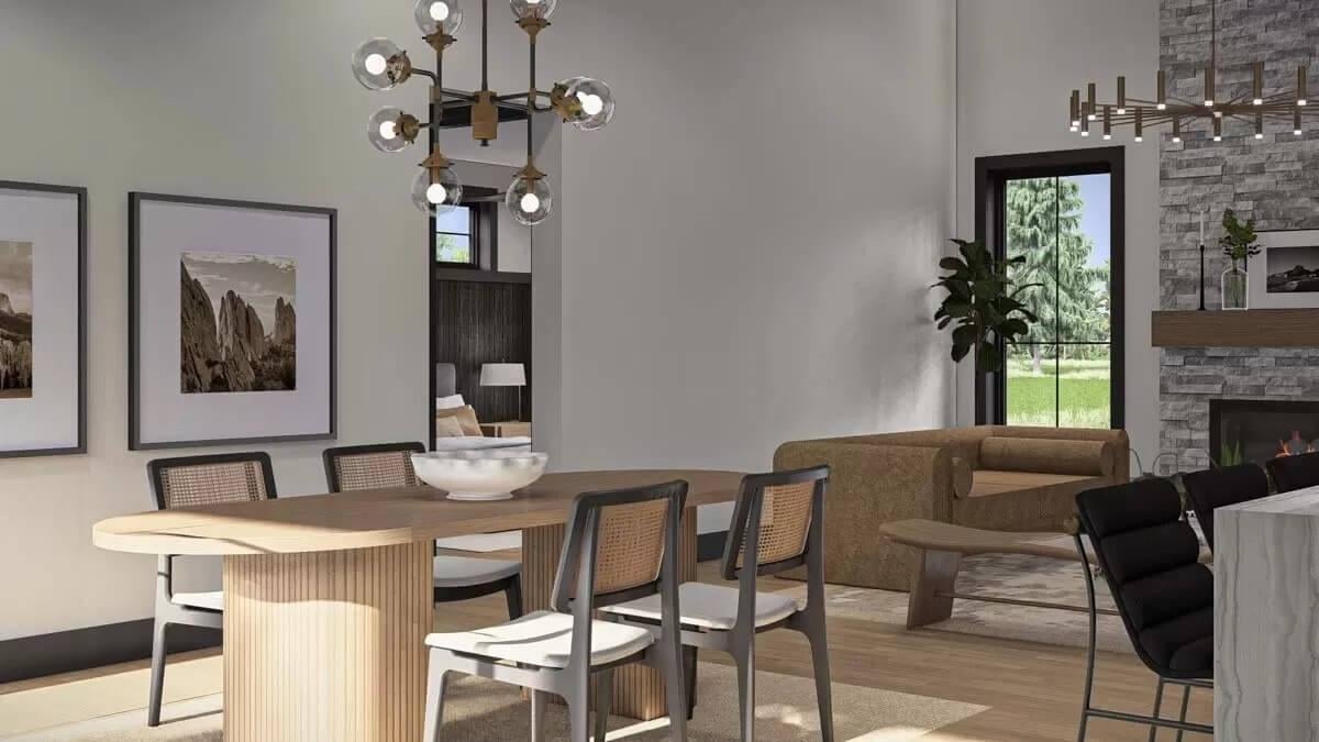Notice How the Bold Chandelier Highlights This Elegant Dining Nook