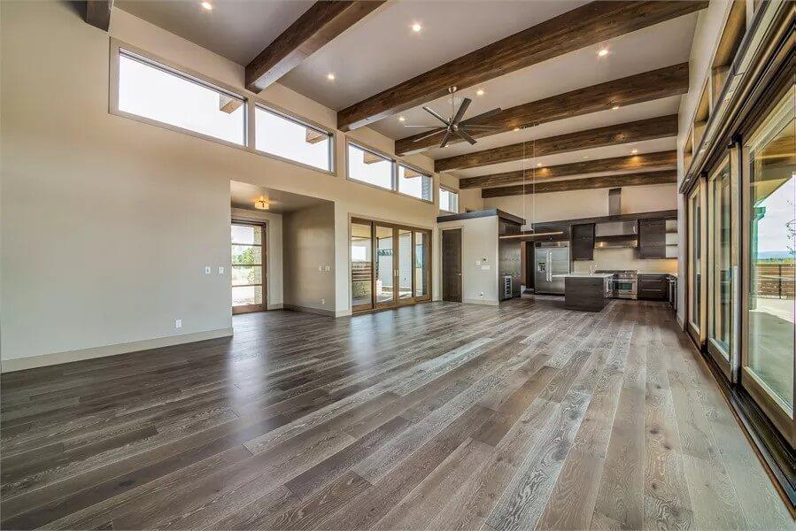 Check Out Those Exposed Wooden Beams in the Living Area