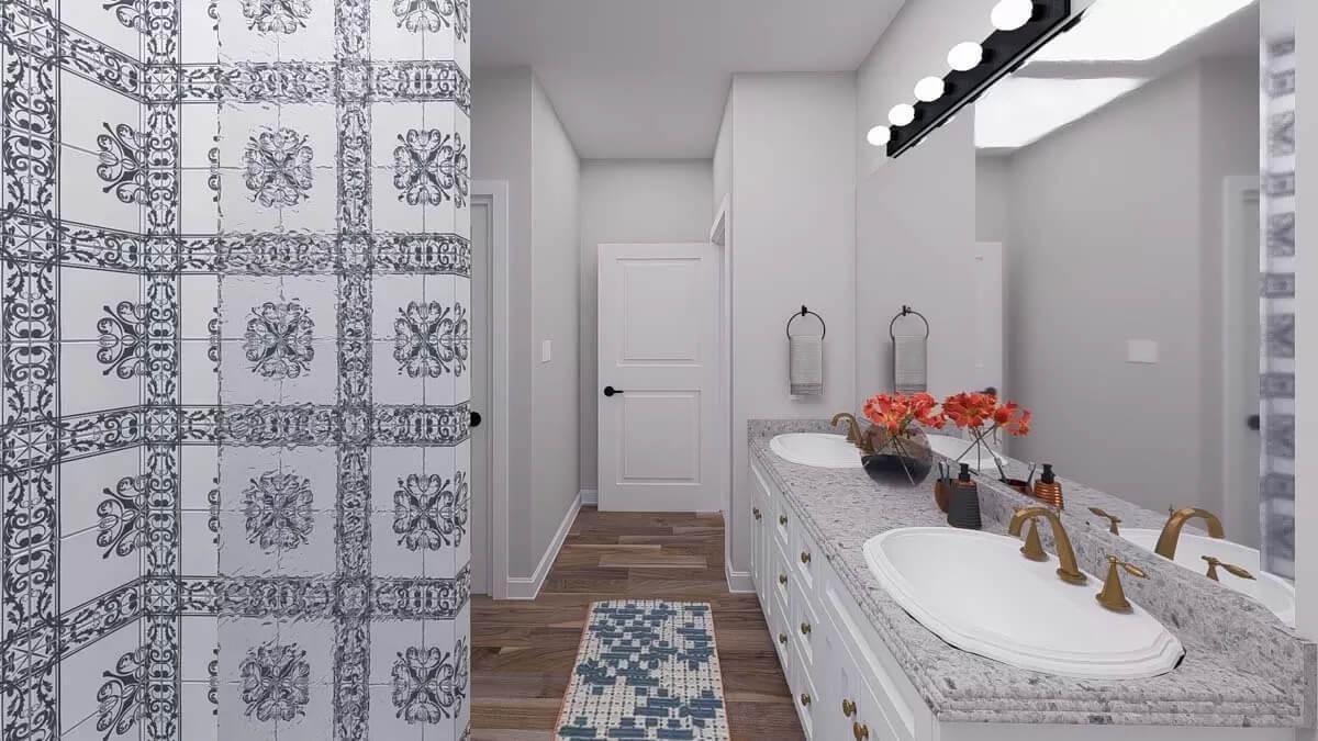 Stylish Bathroom with a Chic Tile Accent Wall