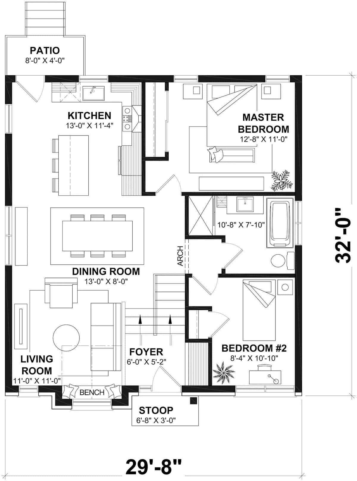 Explore This Efficient 2-Bedroom Layout with an Inviting Dining Space