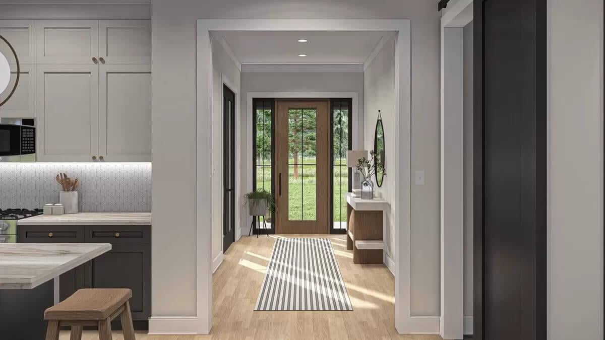 Take a Look at This Light-Filled Entryway With Its Statement Rug