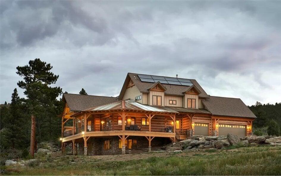 Rustic Retreat with Solar Panels and a Wraparound Porch