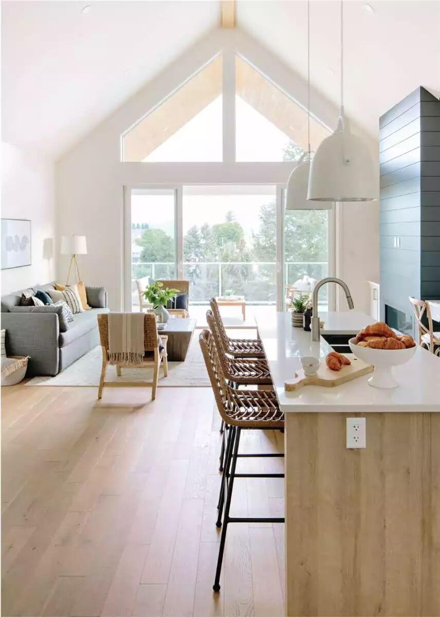 Take a Look at This Airy Living Space with Dramatic Vaulted Ceilings