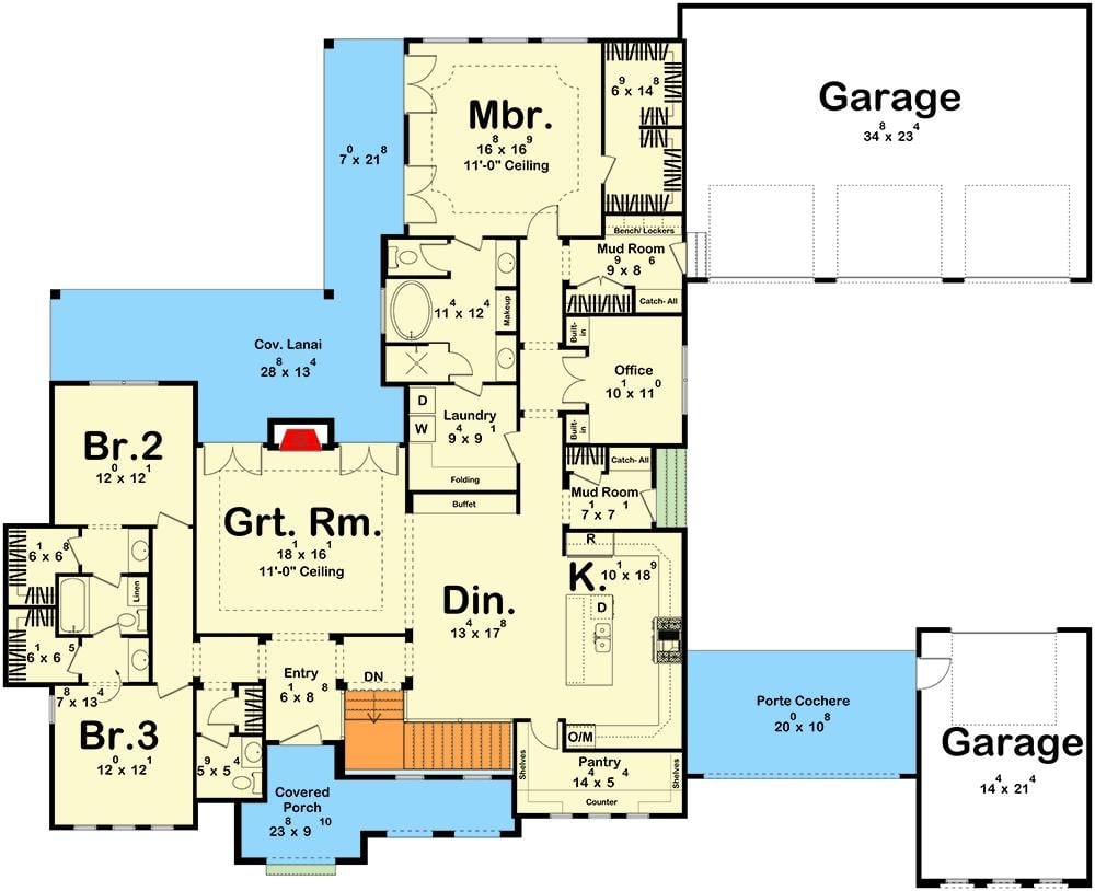 Explore This Spacious Floor Plan with a Convenient Porte Cochere