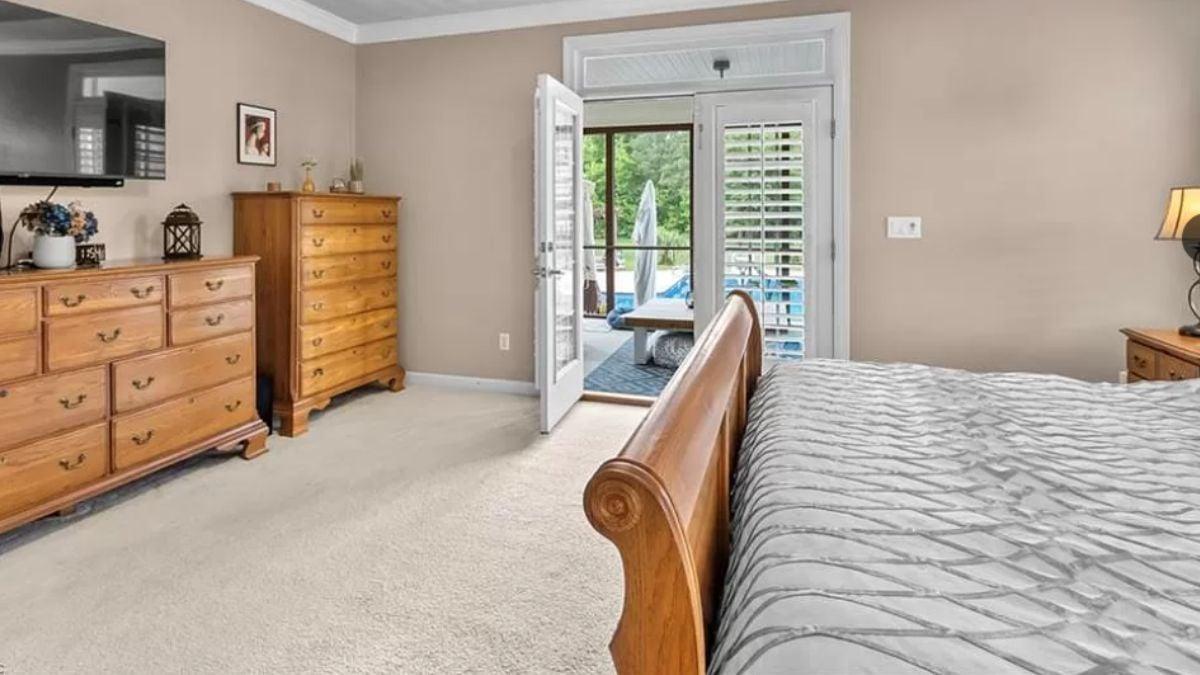 French Doors in the Bedroom Leading to a Private Patio Retreat