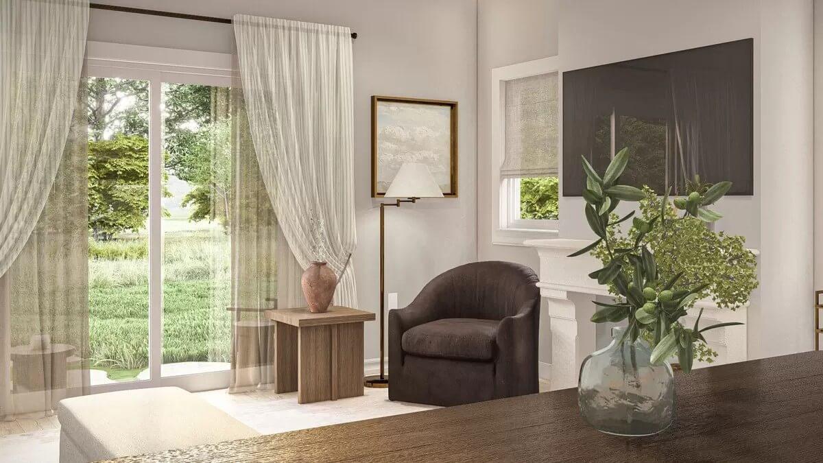 Admire the Sheer Curtains Framing This Cozy Living Corner