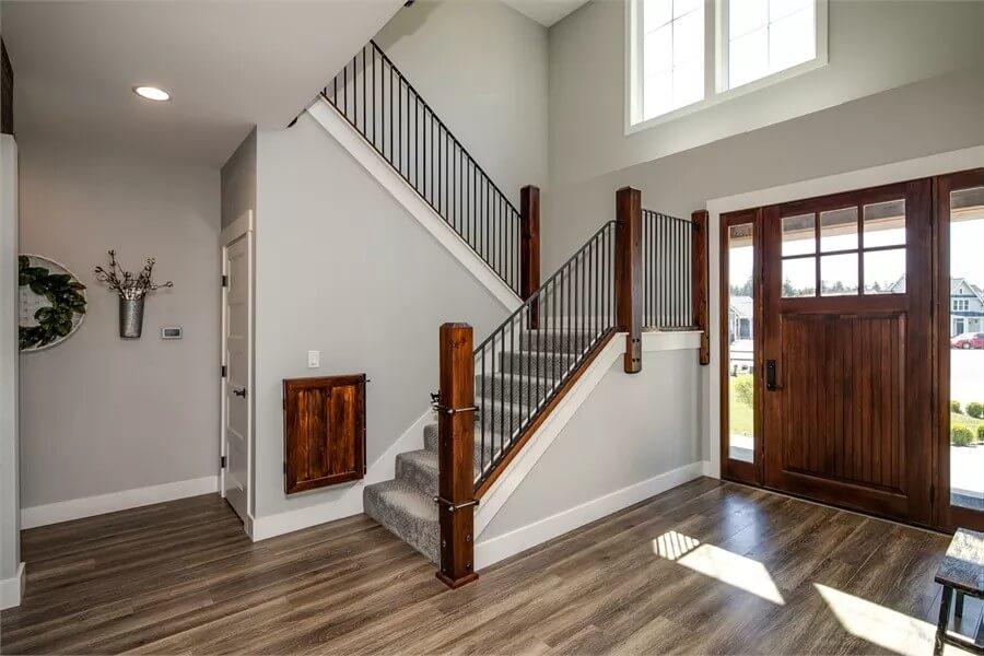 Welcoming Entryway with Craftsman-Inspired Wooden Accents