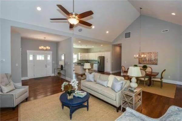 Open Living Room with Vaulted Ceilings and Seamless Flow