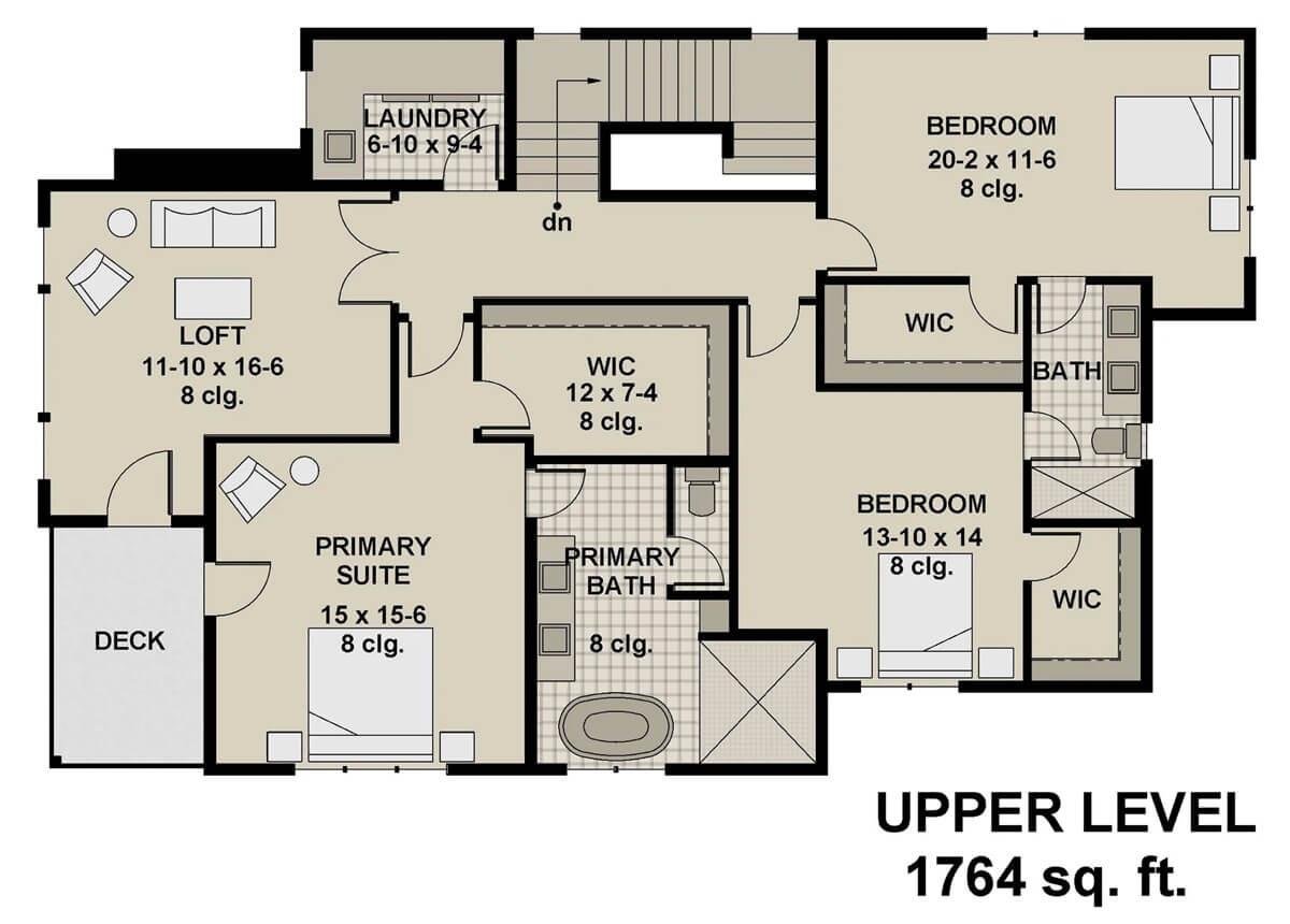 Explore the Versatile Loft Space in This Upper Level Floor Plan