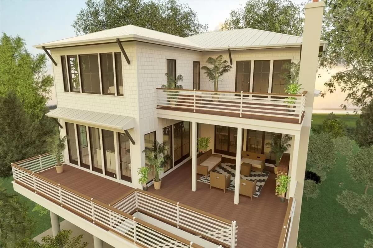 Two-Tiered Outdoor Living with Clean Lines and Earthy Accents