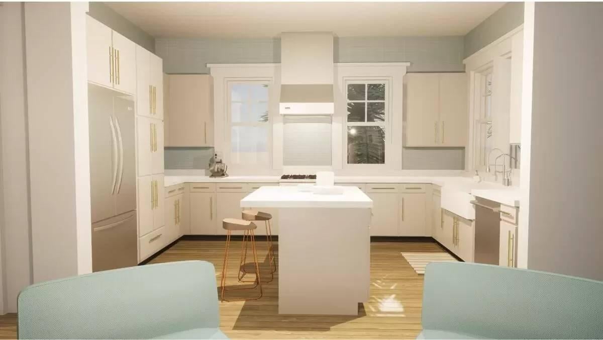 Kitchen with Sleek Cabinets and a Central Island for Casual Meals