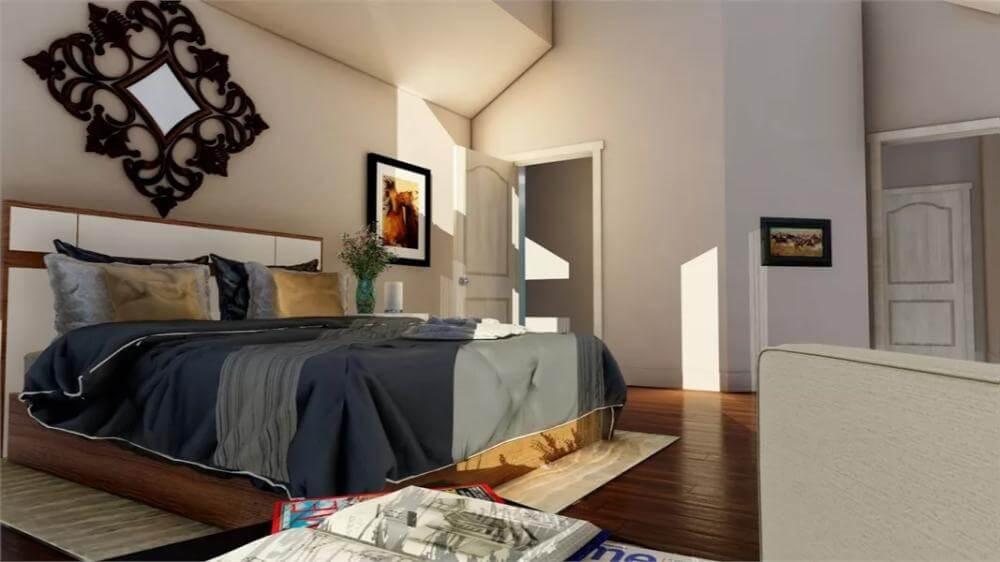 Notice the Vaulted Ceiling in This Serene Bedroom Retreat