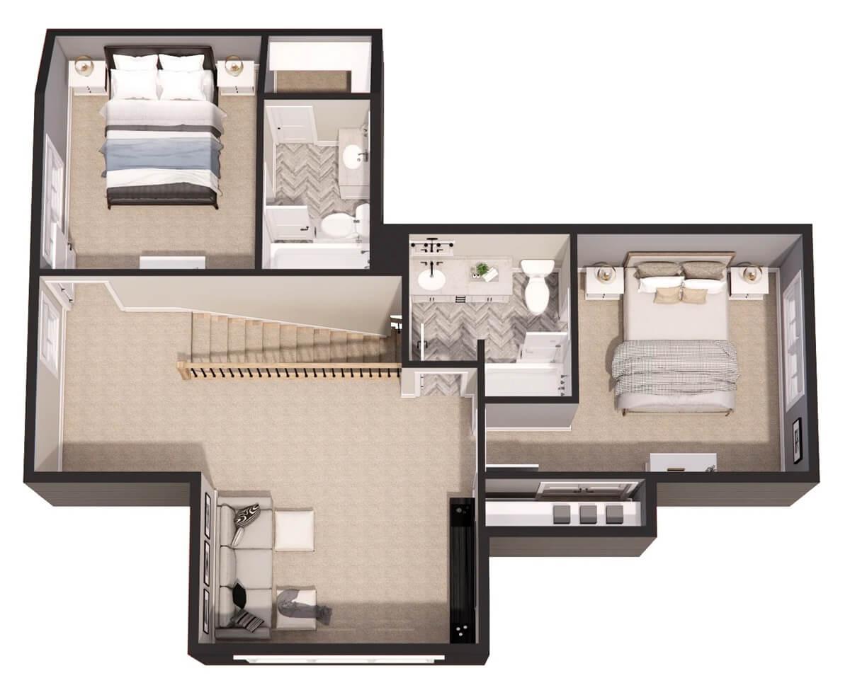 Clever Layout of This Second-Floor Retreat