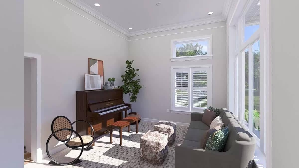 Sunlit Music Room with Striking Tall Windows
