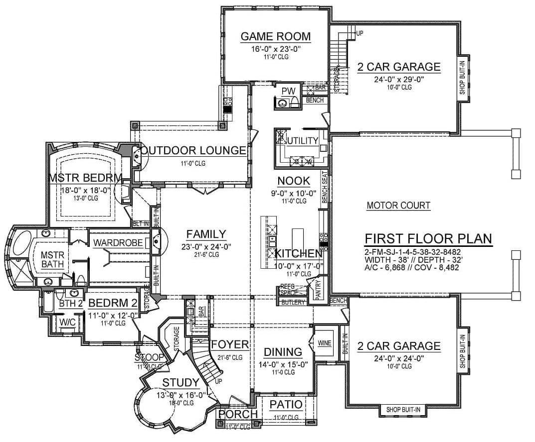 Explore the Expansive First Floor Layout with Dual Garages and Game Room