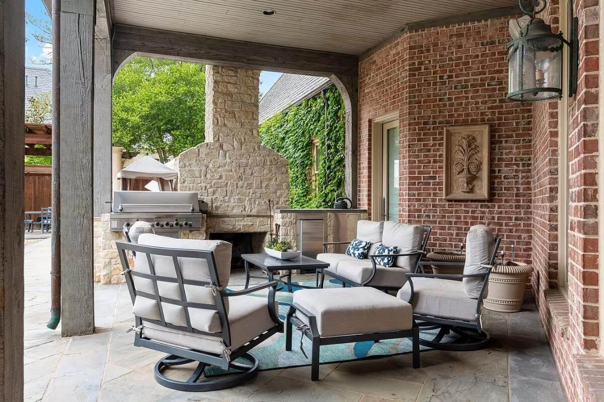 Outdoor Living at Its Finest: Check Out That Stone Fireplace