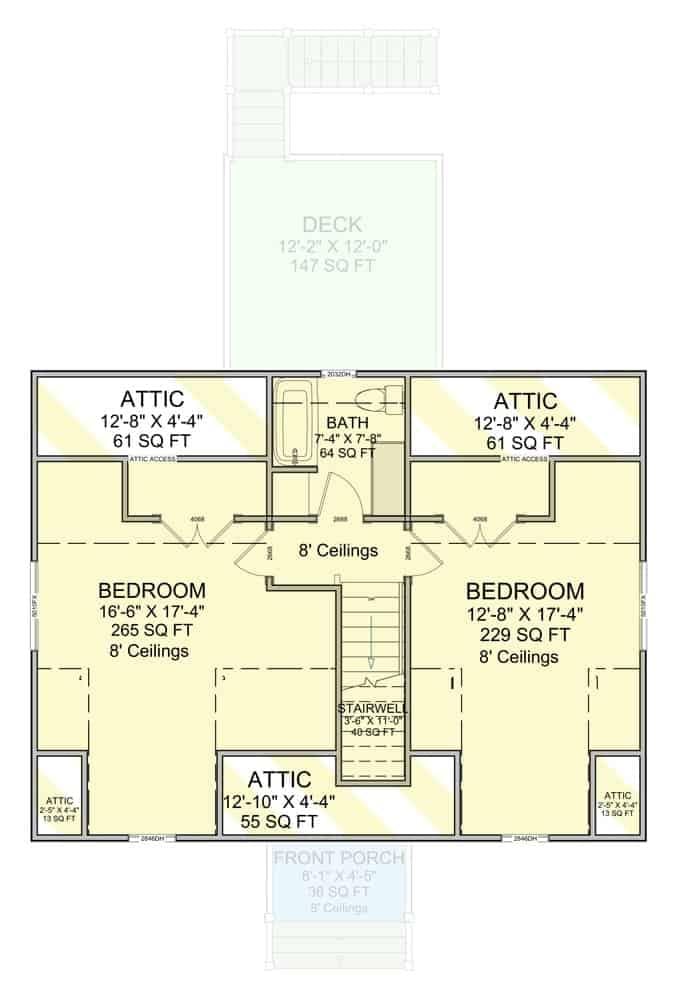 Exploring the Upper Floor Plan with Spacious Bedrooms and Attic Spaces