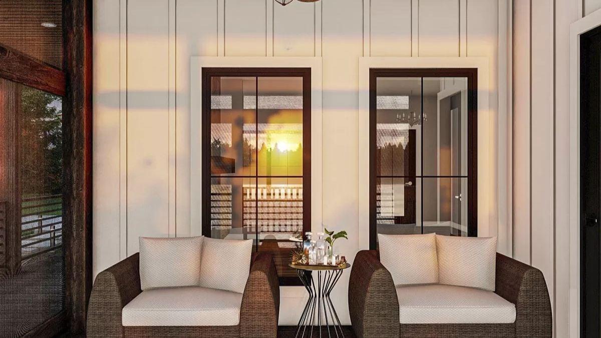 Sun-Kissed Porch Seating with Board-and-Batten Elegance