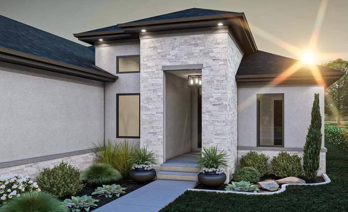 Check Out the Sleek Entryway with Modern Stonework