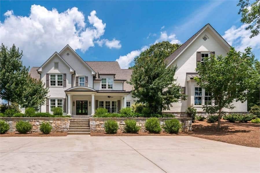 Classic Gabled Facade with Stone Accents and Inviting Entryway