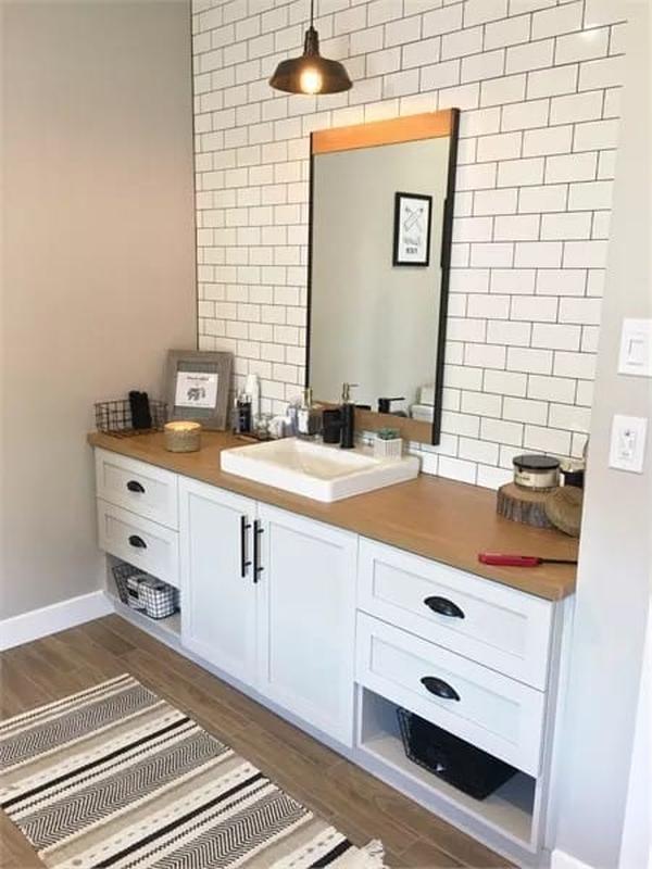 Check Out These Subway Tiles That Make This Vanity Pop