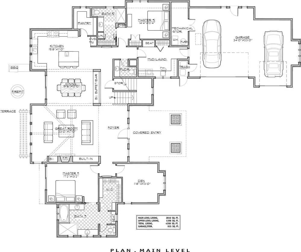Explore This Craftsman Floor Plan With a Spacious Great Room and Two Master Suites
